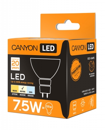 ����� ������������, CANYON MR-16  GU5.3 7.5W 220-240V 60� 594 lm 4000K, Ra>80